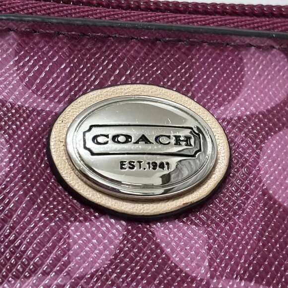 COACH Signature - Pink Light Pink Beige PVC Leather Pouch - Picture 5 of 6
